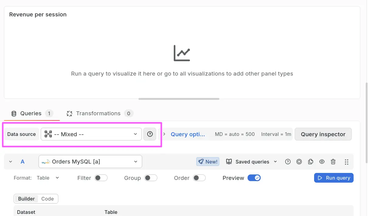 Selecting the Mixed datasource