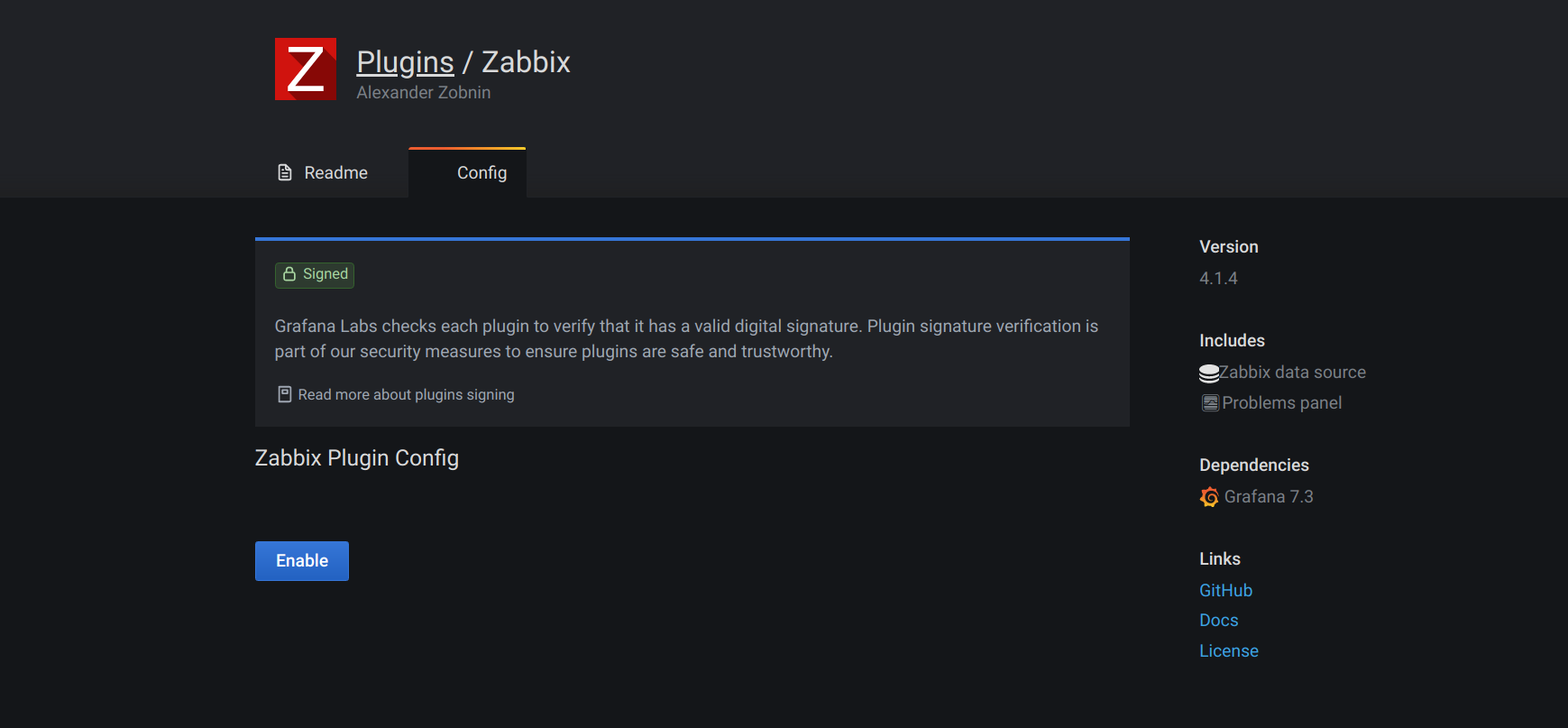 Enable Zabbix App
