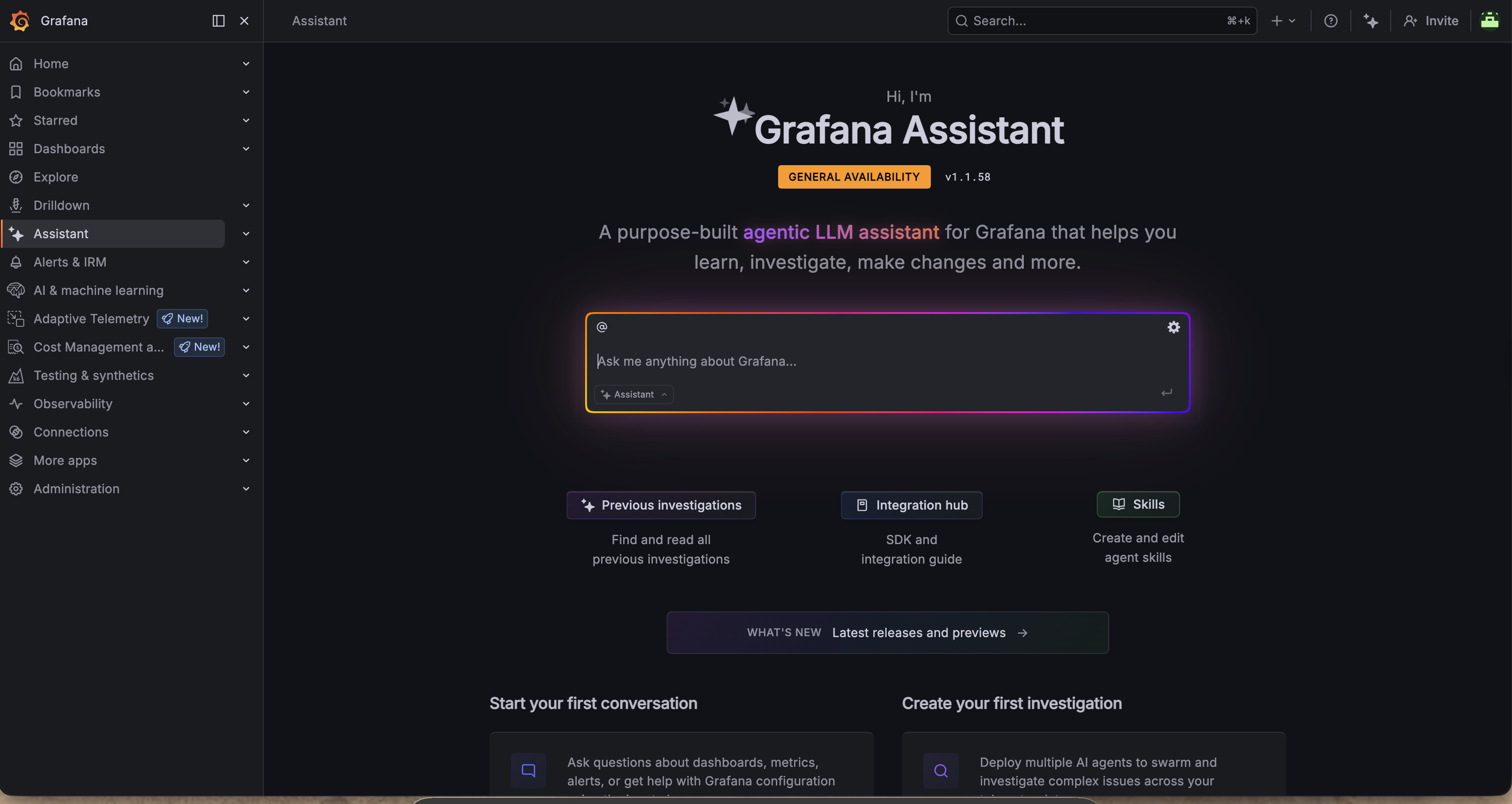 Grafana Assistant app