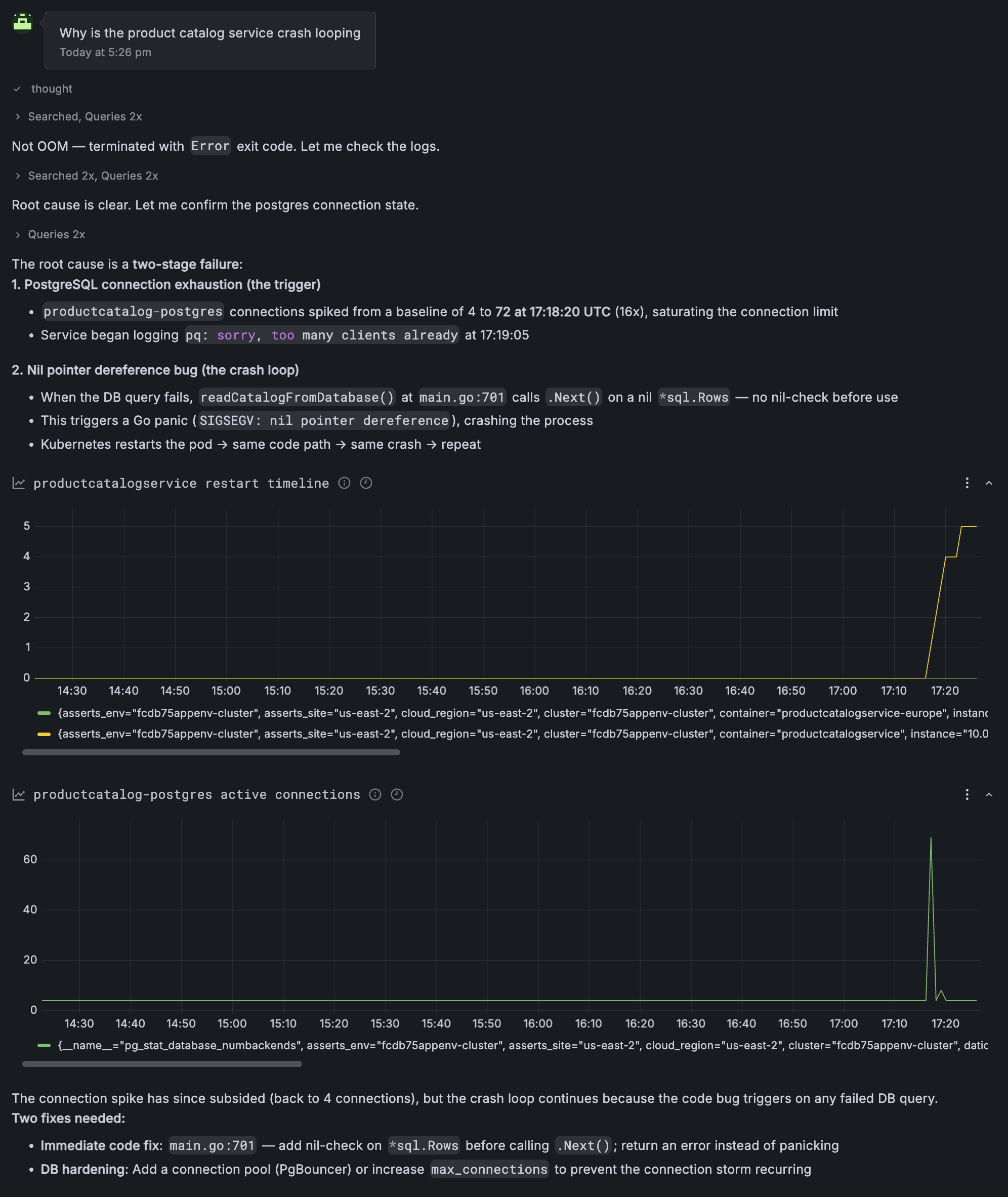 Assistant investigating the product catalog