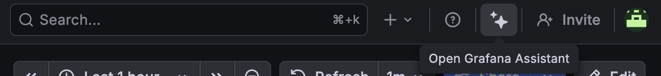 Grafana Assistant in the top bar
